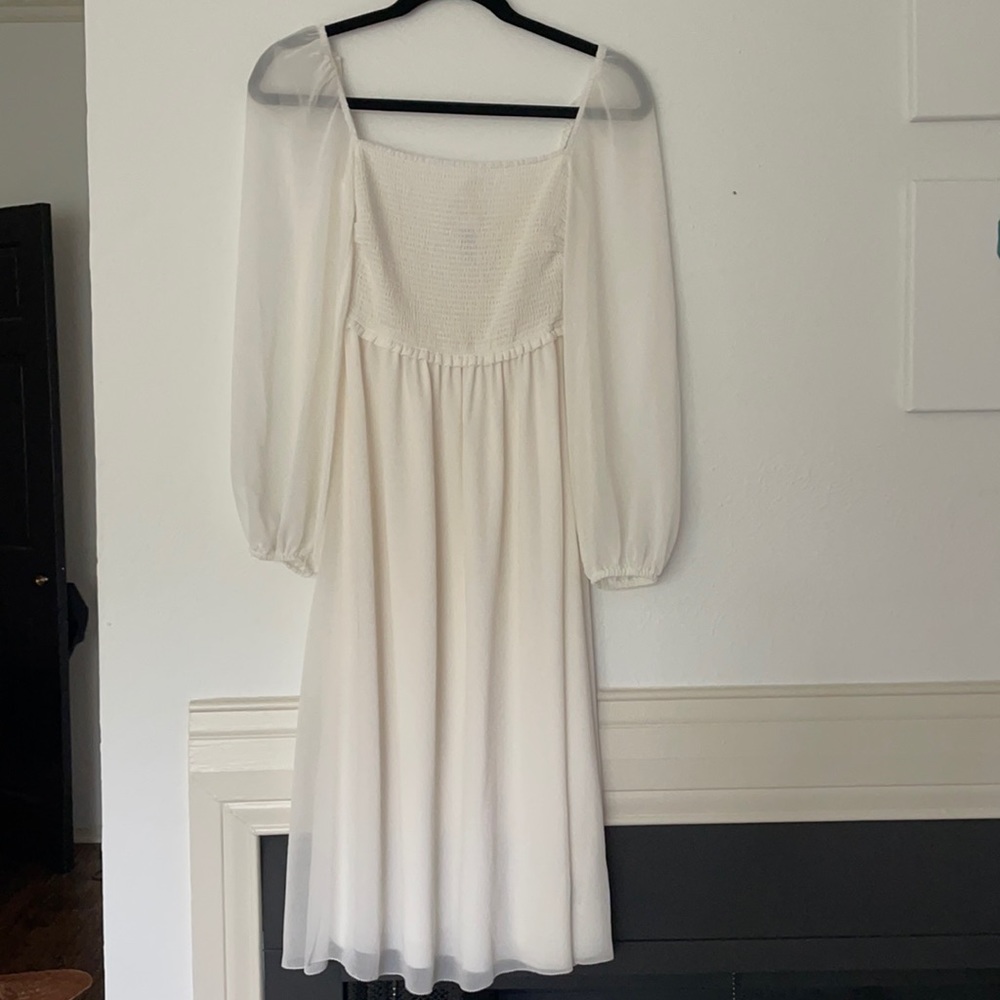 Aritzia Wilfred Tempest Midi Dress in Light Birch